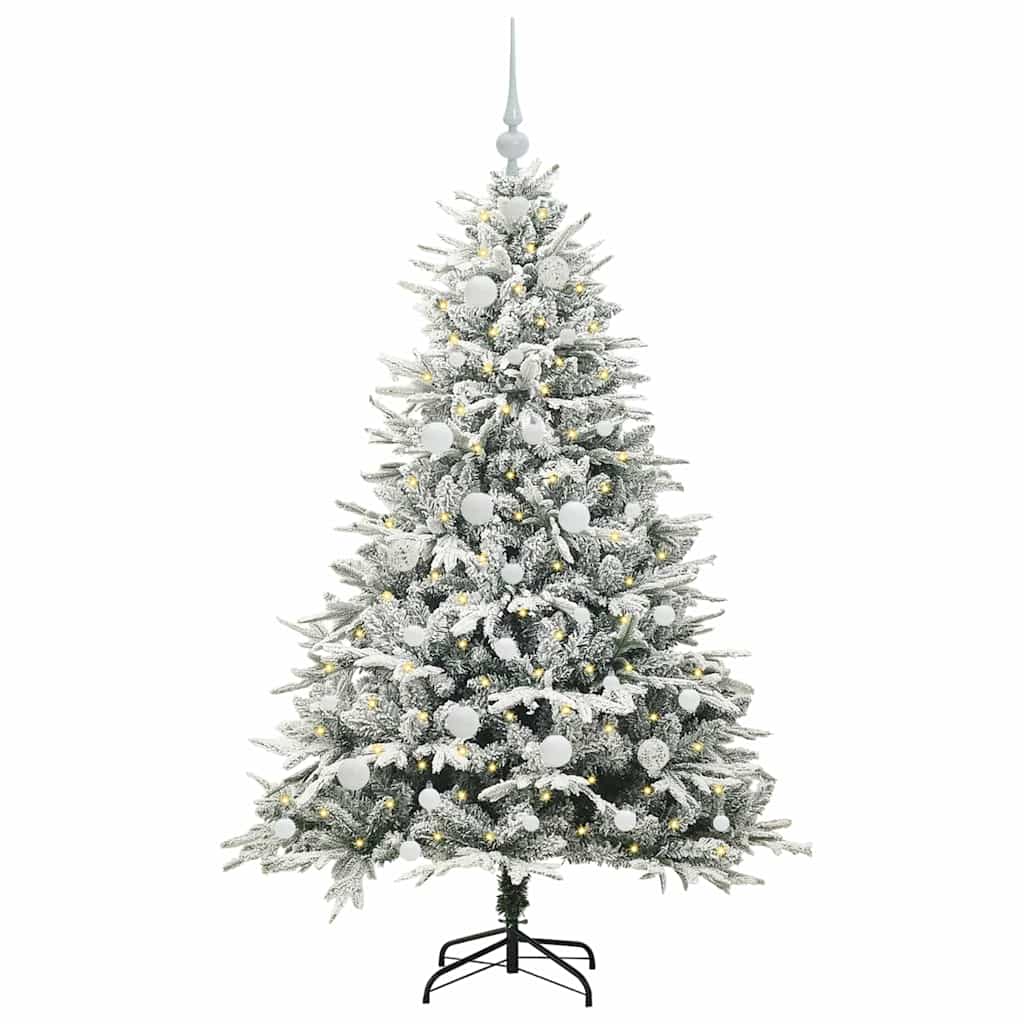 VidaXL künstlicher beleuchteter Weihnachtsbaum mit Kugelset Grün 150 cm