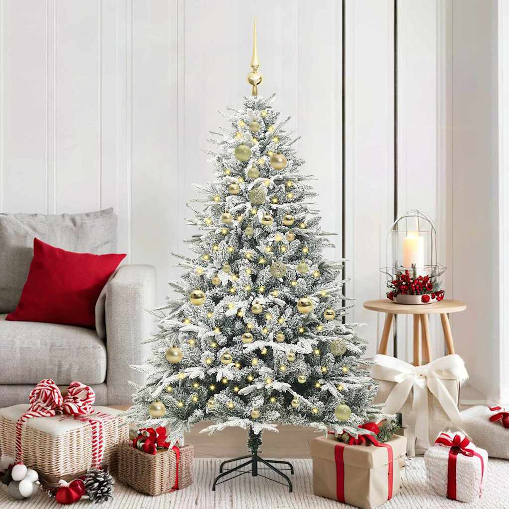 VidaXL künstlicher beleuchteter Weihnachtsbaum mit Kugelset Grün 150 cm
