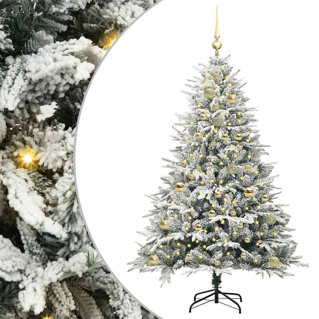 VidaXL künstlicher beleuchteter Weihnachtsbaum mit Kugelset Grün 150 cm
