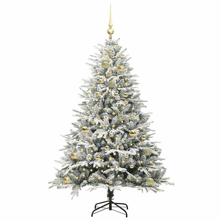 VidaXL künstlicher beleuchteter Weihnachtsbaum mit Kugelset Grün 150 cm