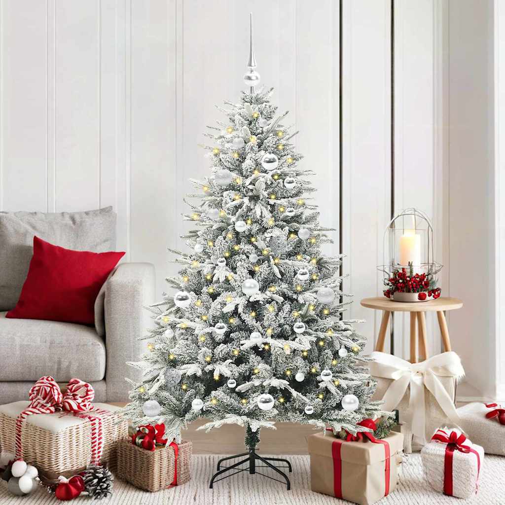 VidaXL künstlicher beleuchteter Weihnachtsbaum mit Kugelset Grün 150 cm