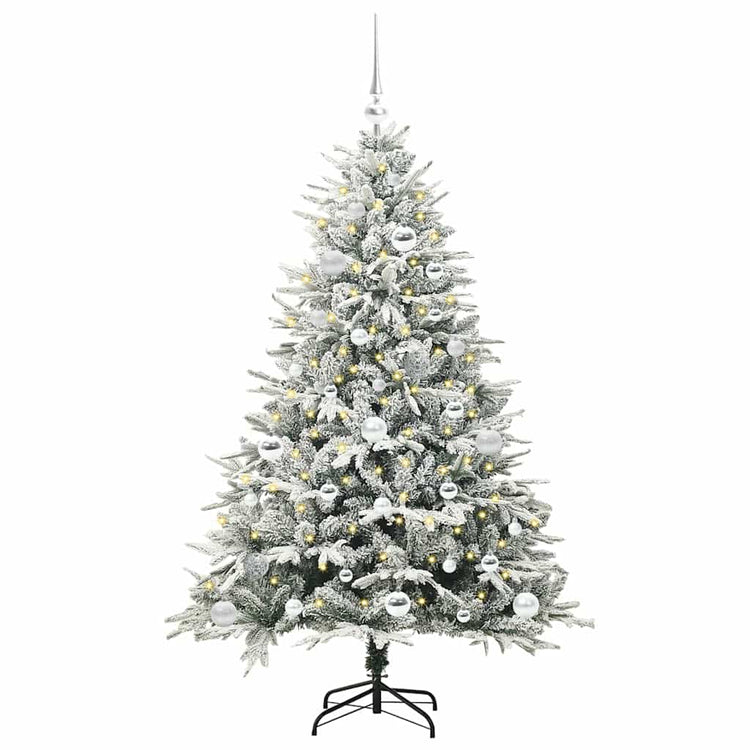 VidaXL künstlicher beleuchteter Weihnachtsbaum mit Kugelset Grün 150 cm