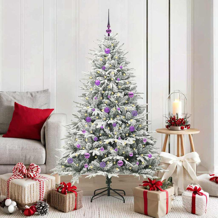 VidaXL künstlicher beleuchteter Weihnachtsbaum mit Kugelset Grün 150 cm