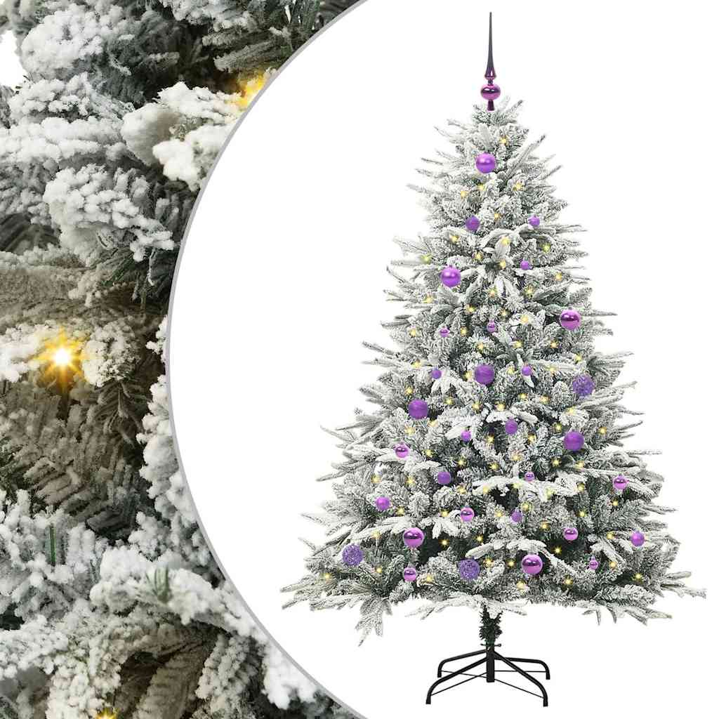 VidaXL künstlicher beleuchteter Weihnachtsbaum mit Kugelset Grün 150 cm