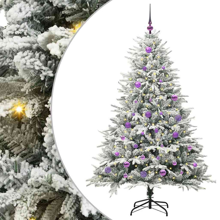 VidaXL künstlicher beleuchteter Weihnachtsbaum mit Kugelset Grün 150 cm