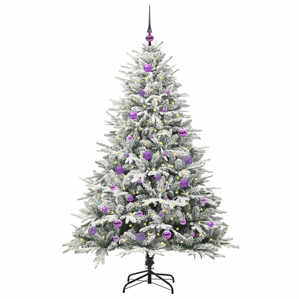 VidaXL künstlicher beleuchteter Weihnachtsbaum mit Kugelset Grün 150 cm