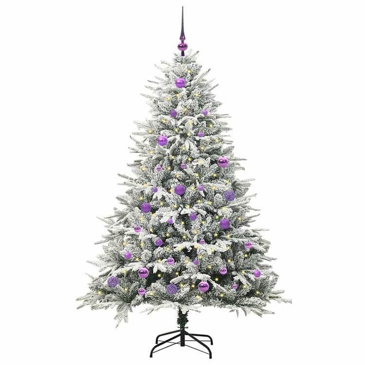 VidaXL künstlicher beleuchteter Weihnachtsbaum mit Kugelset Grün 150 cm