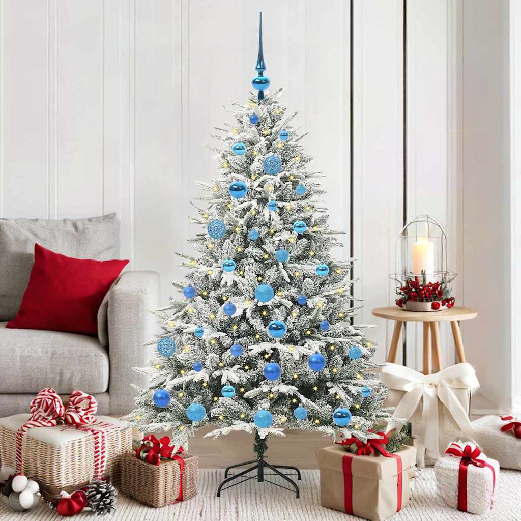 VidaXL künstlicher beleuchteter Weihnachtsbaum mit Kugelset Grün 150 cm