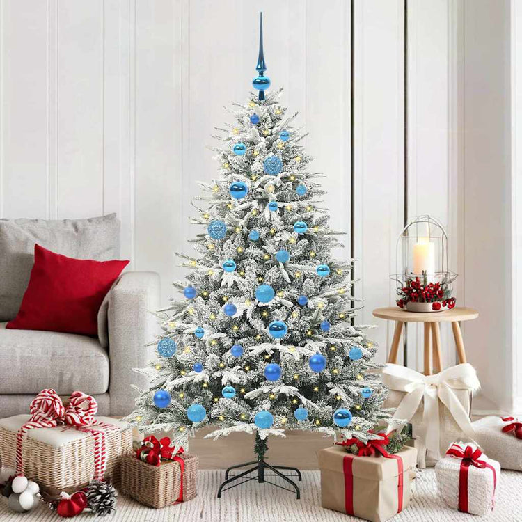 VidaXL künstlicher beleuchteter Weihnachtsbaum mit Kugelset Grün 150 cm