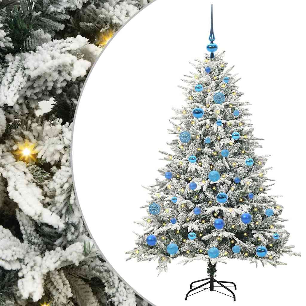 VidaXL künstlicher beleuchteter Weihnachtsbaum mit Kugelset Grün 150 cm
