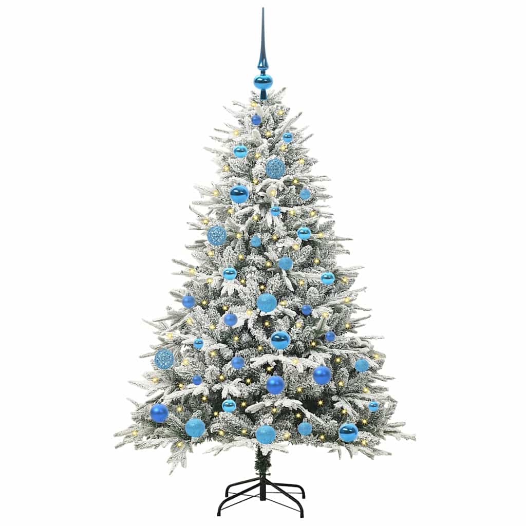 VidaXL künstlicher beleuchteter Weihnachtsbaum mit Kugelset Grün 150 cm