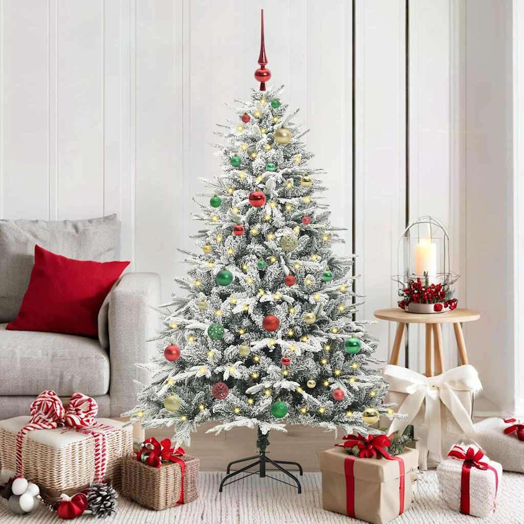 VidaXL künstlicher beleuchteter Weihnachtsbaum mit Kugelset Grün 150 cm