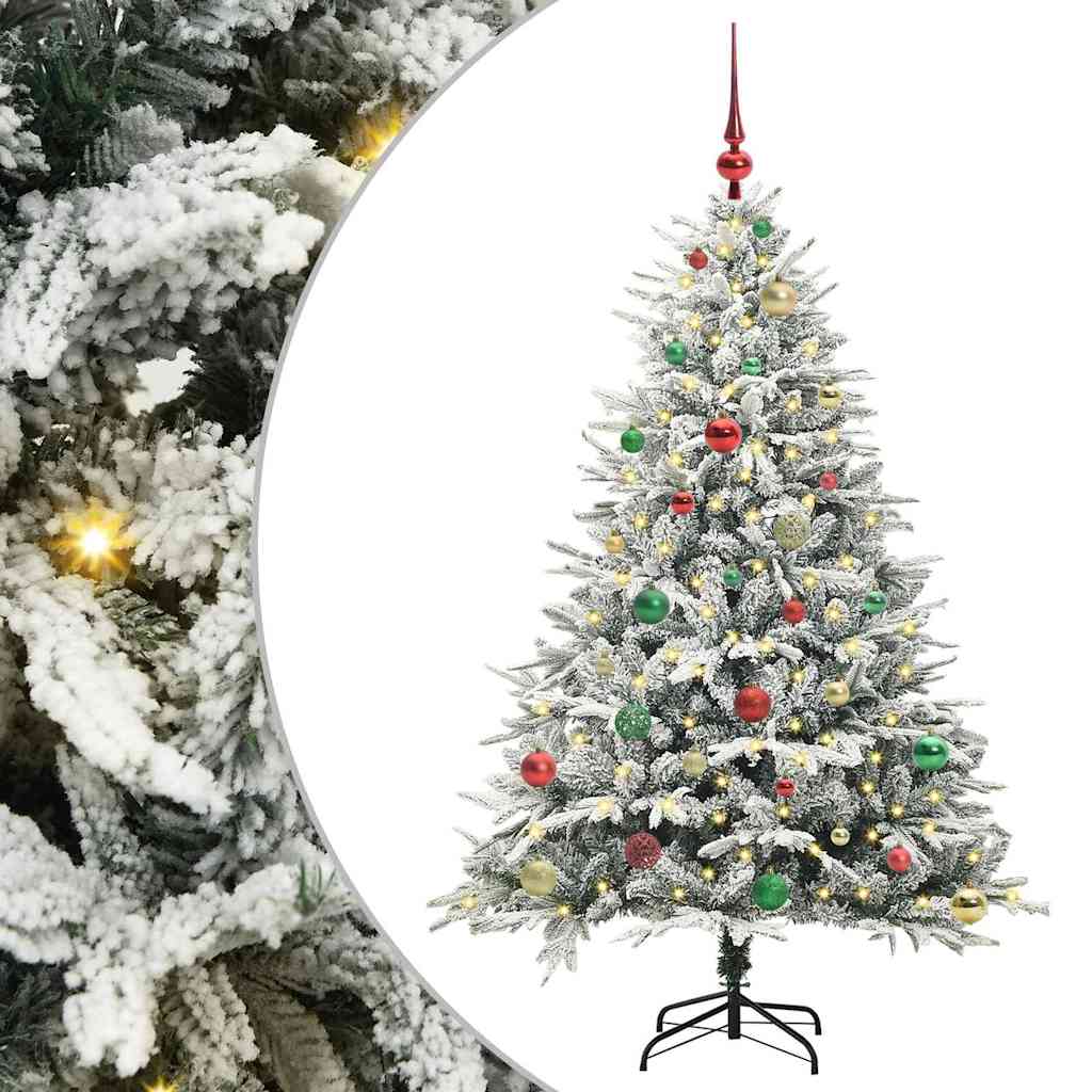VidaXL künstlicher beleuchteter Weihnachtsbaum mit Kugelset Grün 150 cm