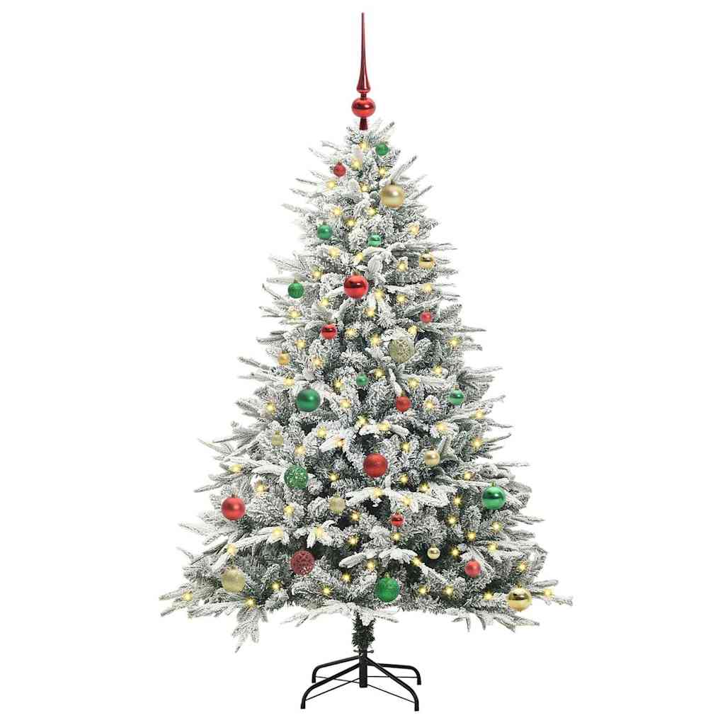 VidaXL künstlicher beleuchteter Weihnachtsbaum mit Kugelset Grün 150 cm