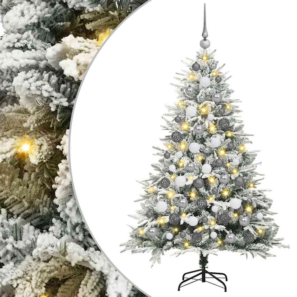 VidaXL künstlicher beleuchteter Weihnachtsbaum mit Kugelset Grün 180 cm