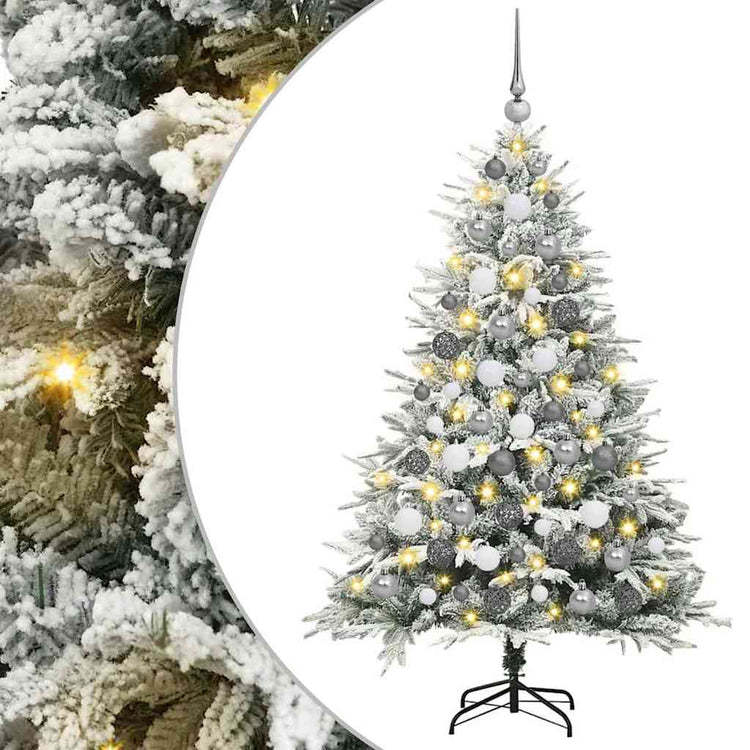 VidaXL künstlicher beleuchteter Weihnachtsbaum mit Kugelset Grün 180 cm