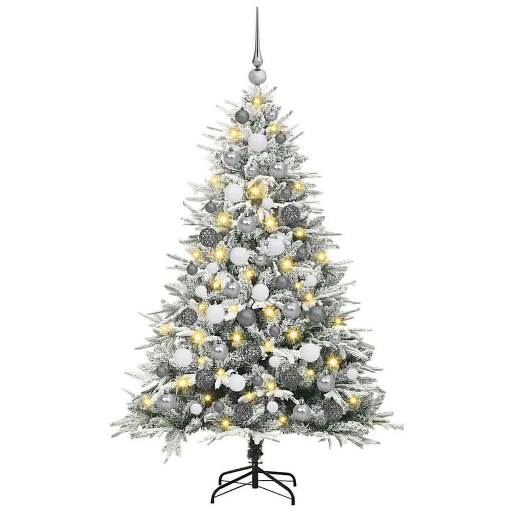 VidaXL künstlicher beleuchteter Weihnachtsbaum mit Kugelset Grün 180 cm
