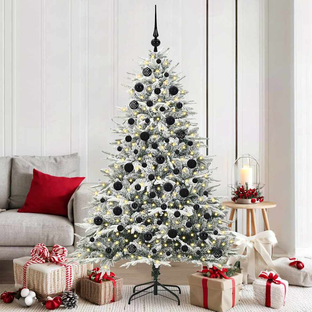 VidaXL künstlicher beleuchteter Weihnachtsbaum mit Kugelset Grün 180 cm