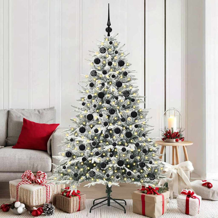 VidaXL künstlicher beleuchteter Weihnachtsbaum mit Kugelset Grün 180 cm