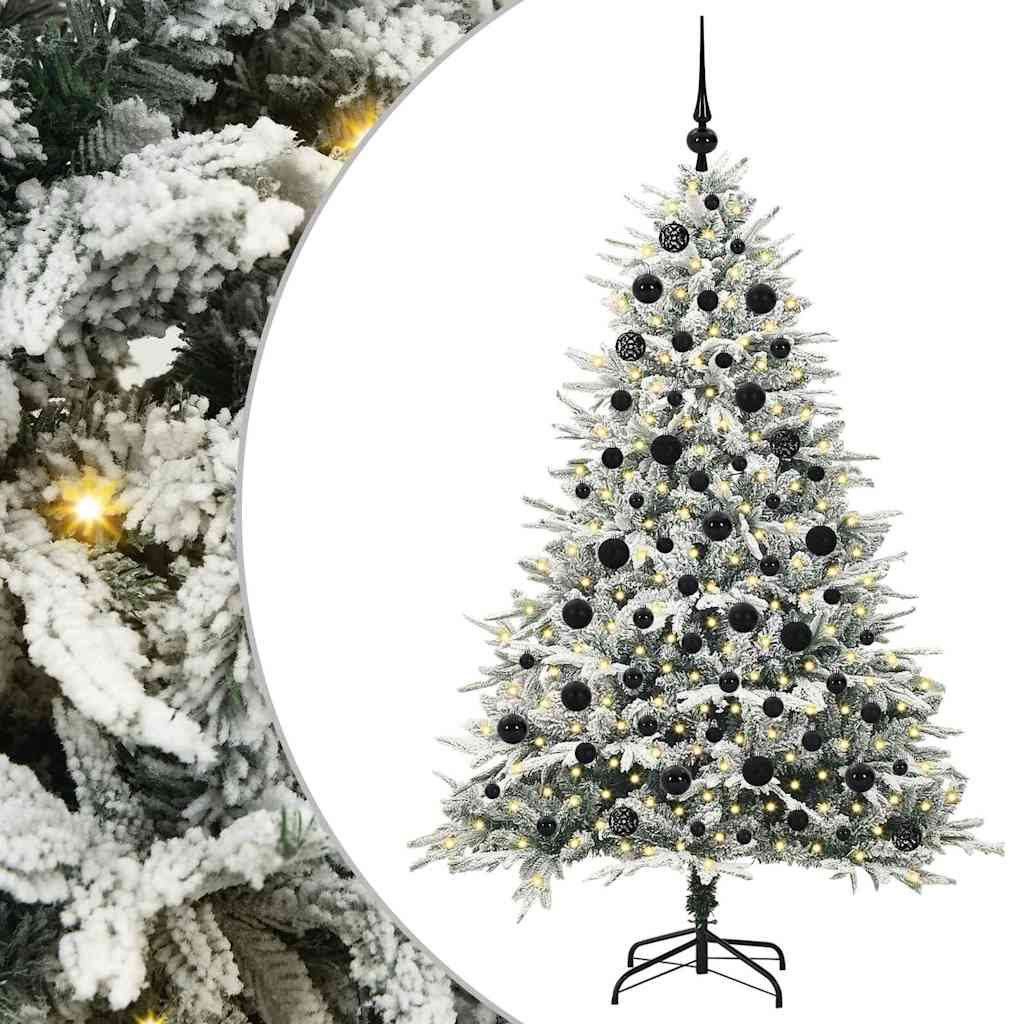 VidaXL künstlicher beleuchteter Weihnachtsbaum mit Kugelset Grün 180 cm