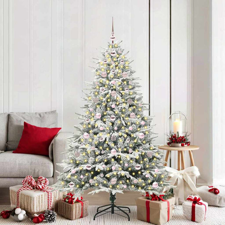VidaXL künstlicher beleuchteter Weihnachtsbaum mit Kugelset Grün 180 cm