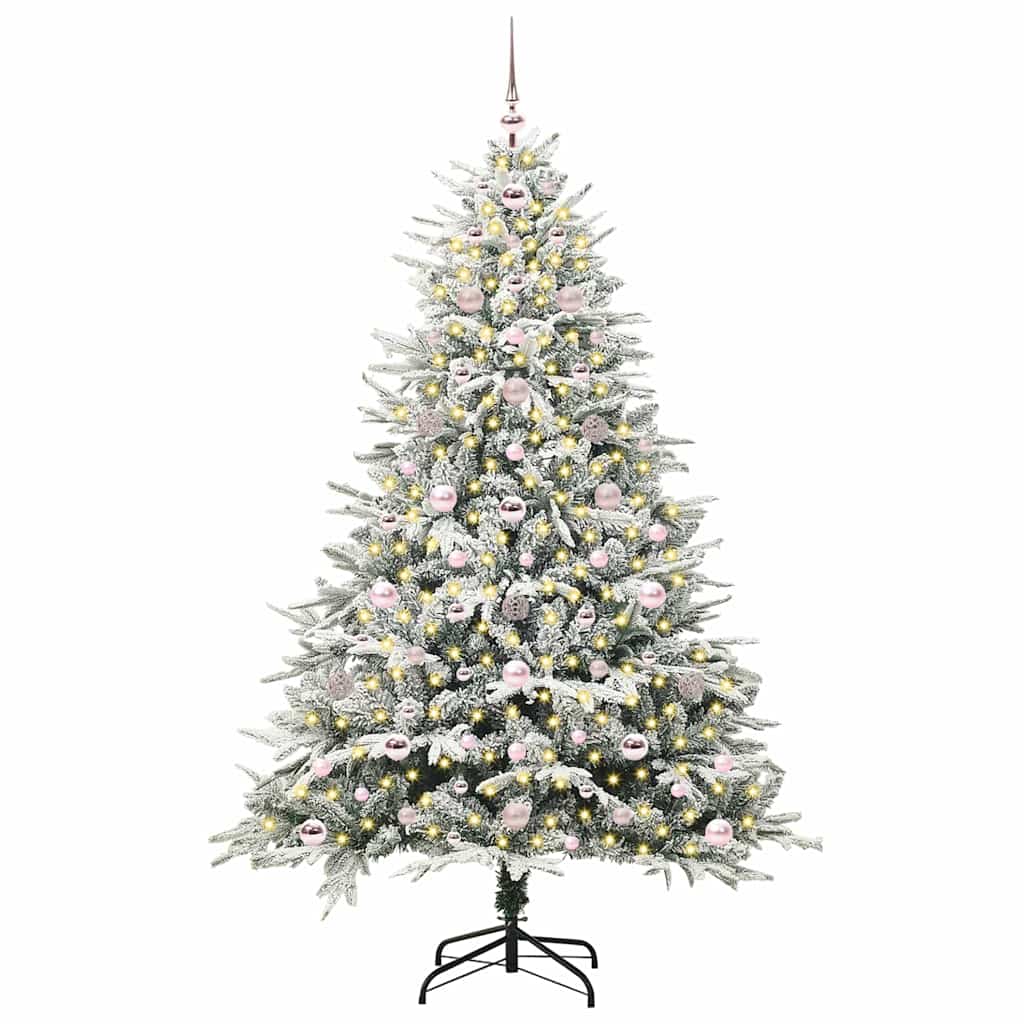 VidaXL künstlicher beleuchteter Weihnachtsbaum mit Kugelset Grün 180 cm