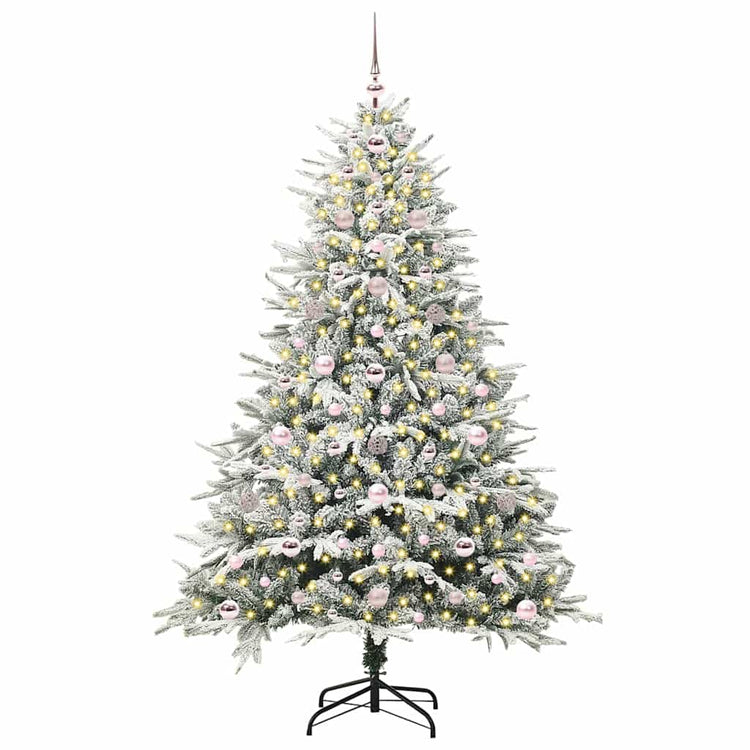 VidaXL künstlicher beleuchteter Weihnachtsbaum mit Kugelset Grün 180 cm