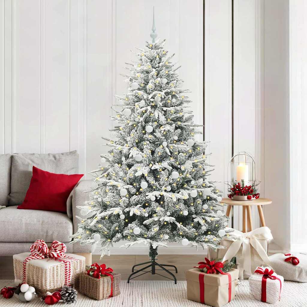 VidaXL künstlicher beleuchteter Weihnachtsbaum mit Kugelset Grün 180 cm