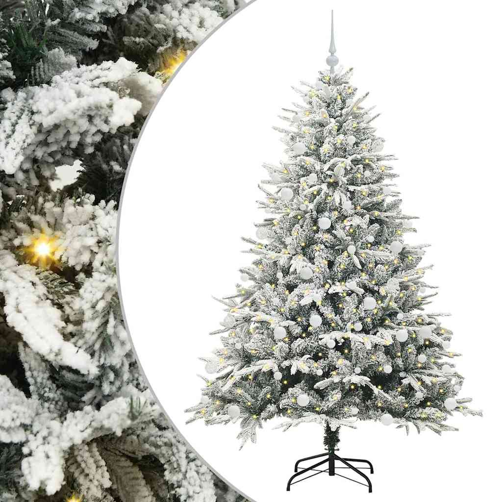 VidaXL künstlicher beleuchteter Weihnachtsbaum mit Kugelset Grün 180 cm