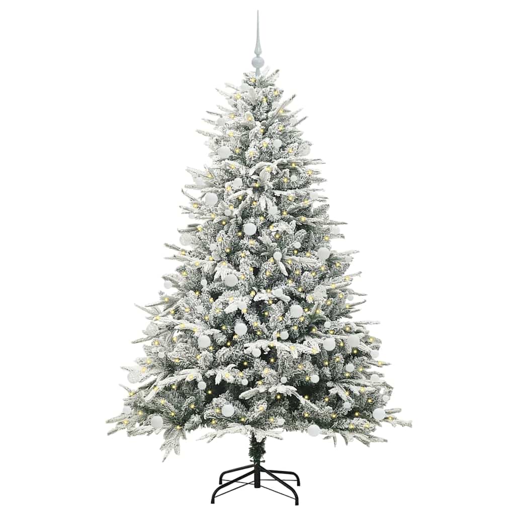 VidaXL künstlicher beleuchteter Weihnachtsbaum mit Kugelset Grün 180 cm