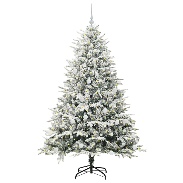 VidaXL künstlicher beleuchteter Weihnachtsbaum mit Kugelset Grün 180 cm