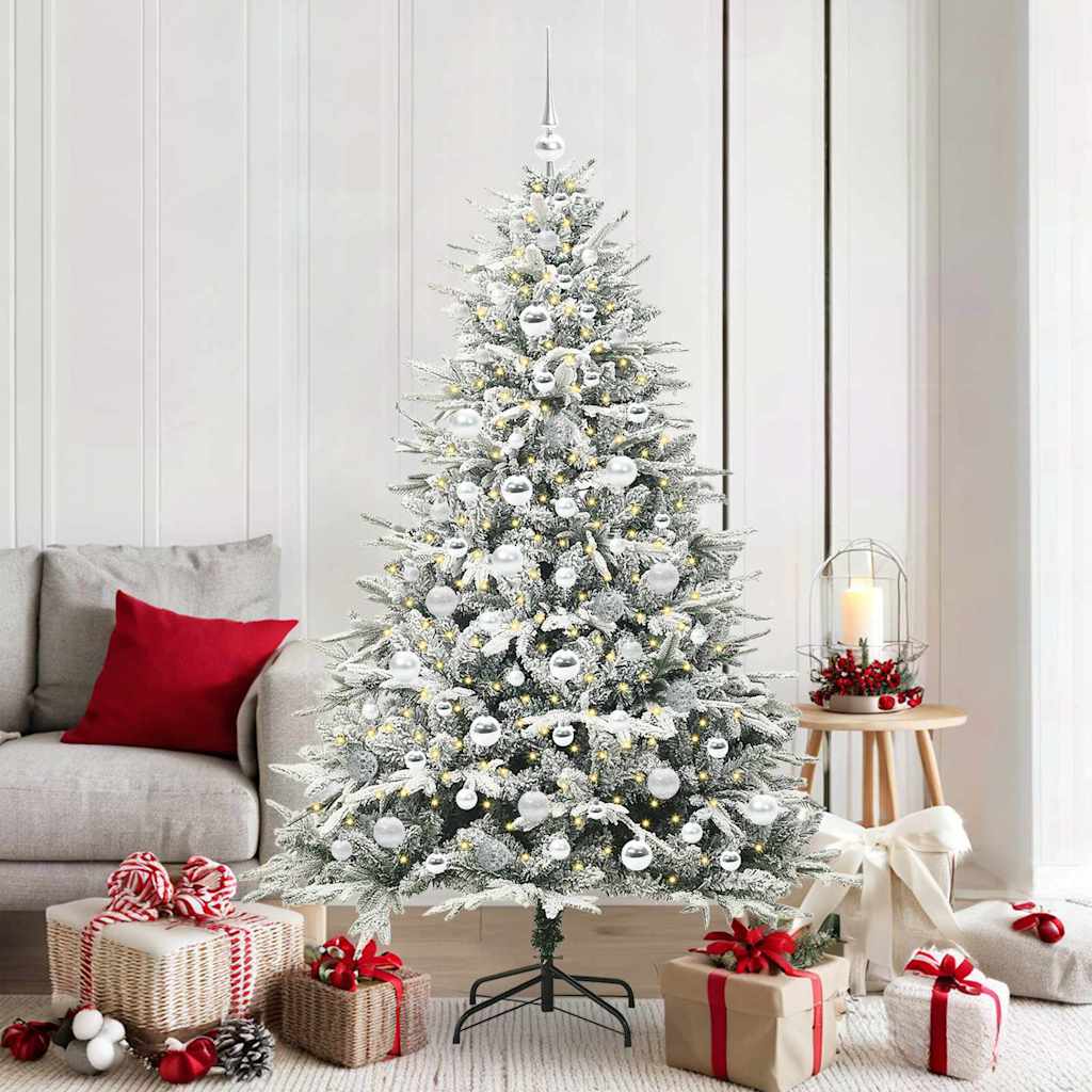 VidaXL künstlicher beleuchteter Weihnachtsbaum mit Kugelset Grün 180 cm