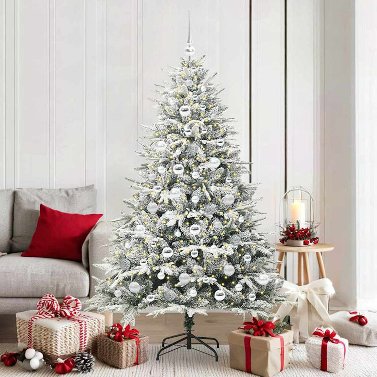 VidaXL künstlicher beleuchteter Weihnachtsbaum mit Kugelset Grün 180 cm
