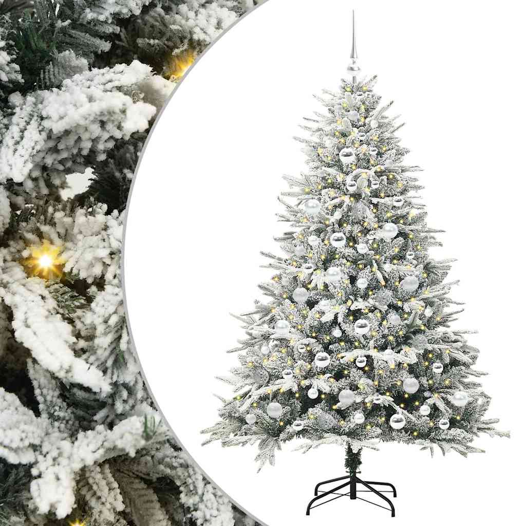 VidaXL künstlicher beleuchteter Weihnachtsbaum mit Kugelset Grün 180 cm