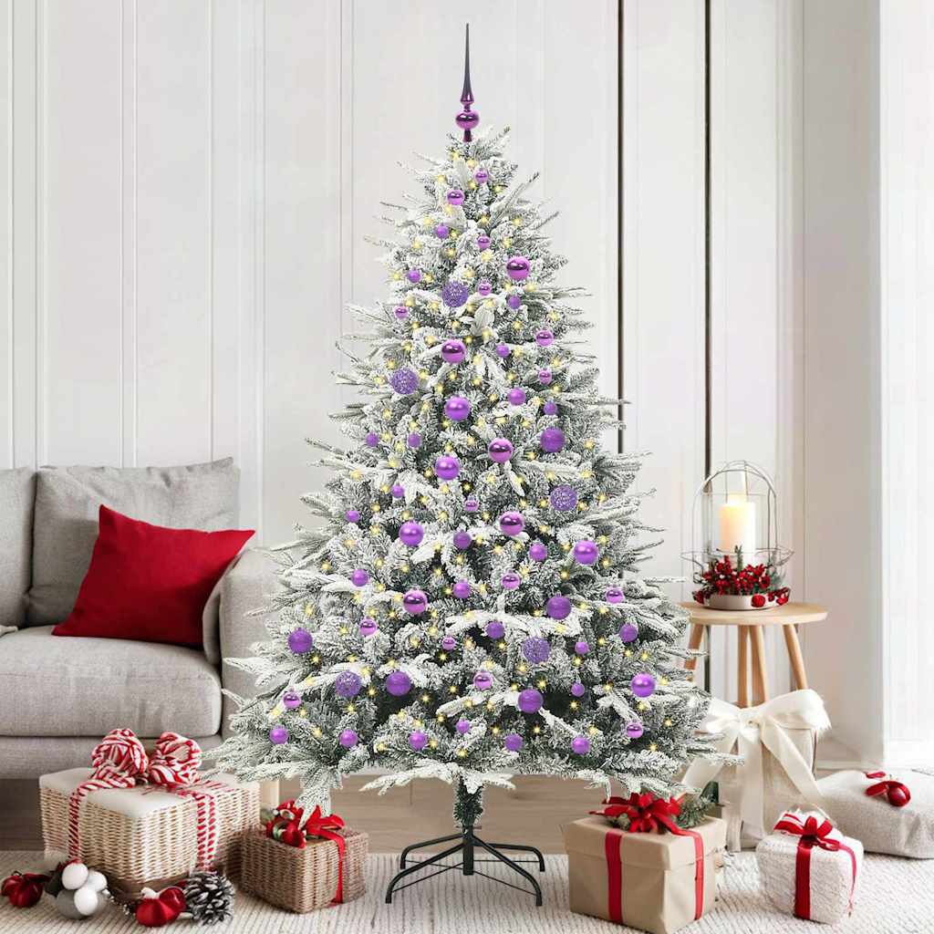 VidaXL künstlicher beleuchteter Weihnachtsbaum mit Kugelset Grün 180 cm