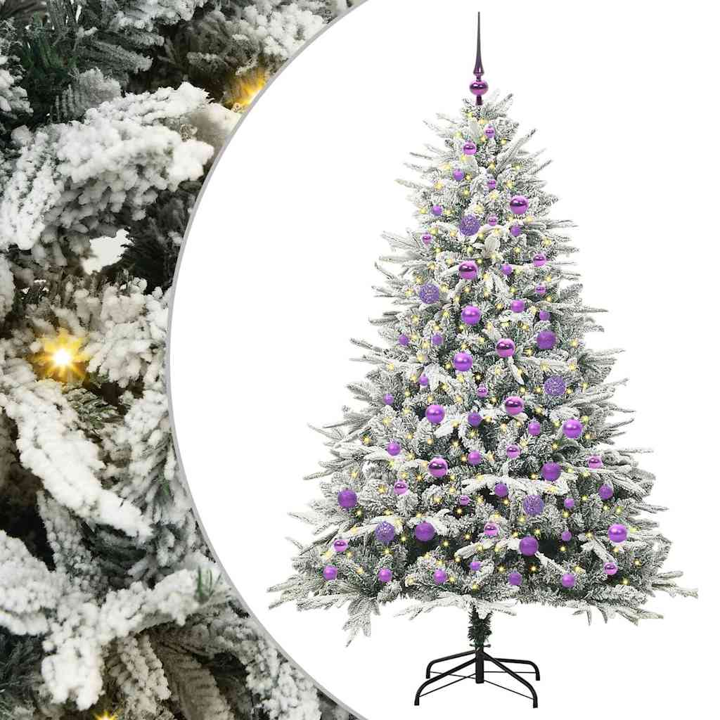 VidaXL künstlicher beleuchteter Weihnachtsbaum mit Kugelset Grün 180 cm