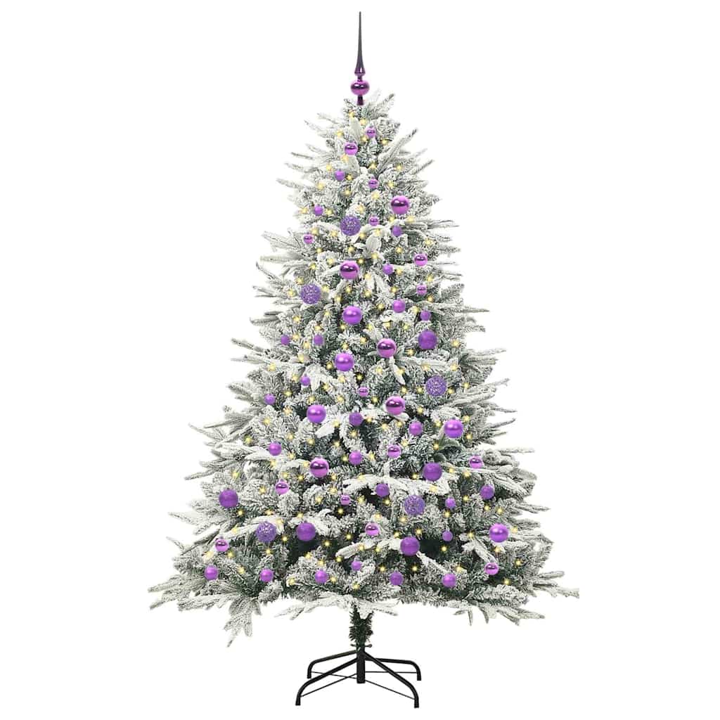 VidaXL künstlicher beleuchteter Weihnachtsbaum mit Kugelset Grün 180 cm