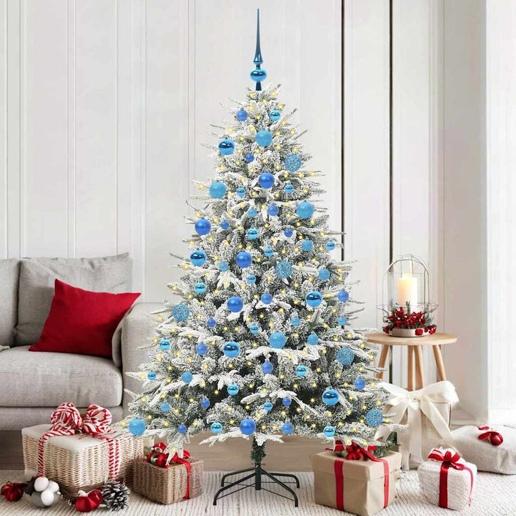 VidaXL künstlicher beleuchteter Weihnachtsbaum mit Kugelset Grün 180 cm