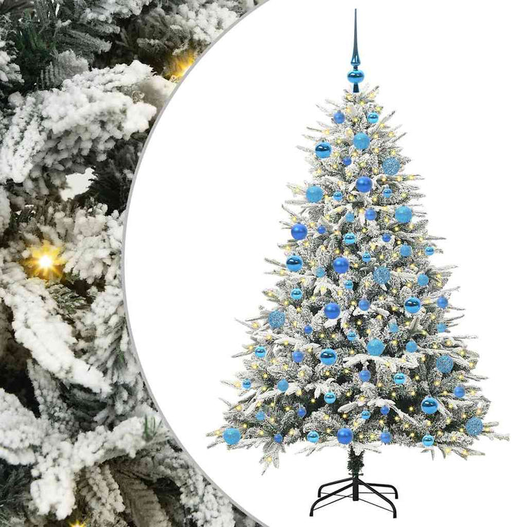 VidaXL künstlicher beleuchteter Weihnachtsbaum mit Kugelset Grün 180 cm