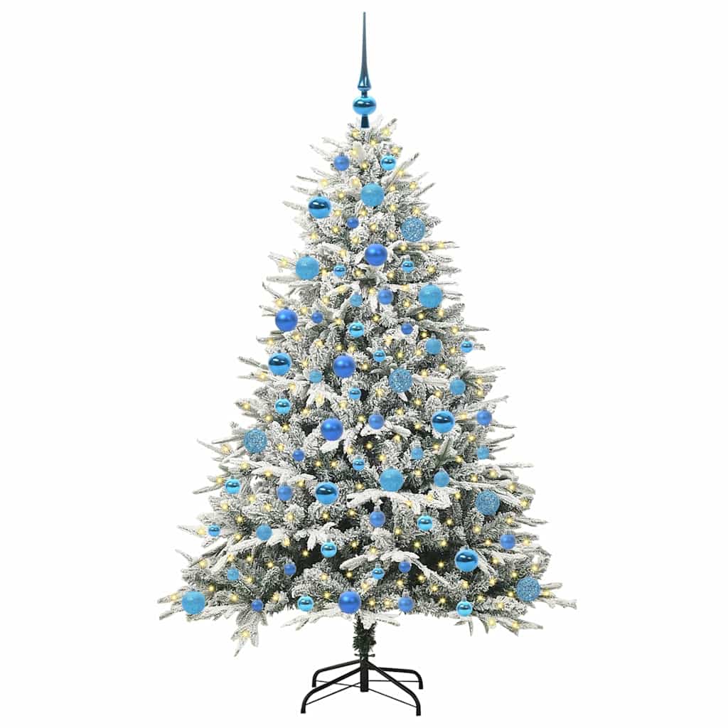 VidaXL künstlicher beleuchteter Weihnachtsbaum mit Kugelset Grün 180 cm