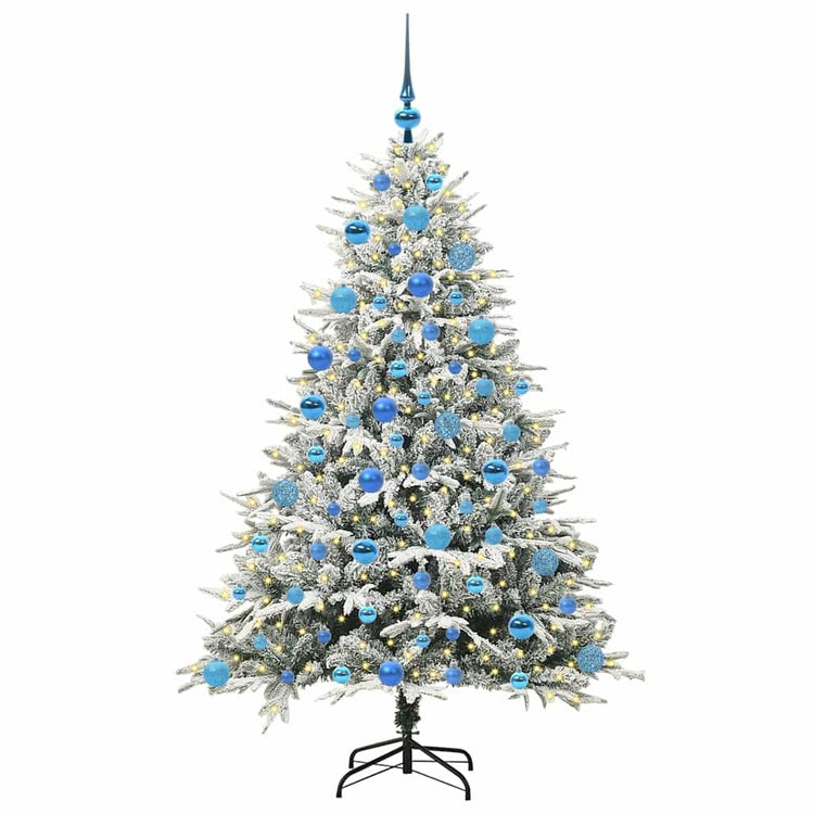 VidaXL künstlicher beleuchteter Weihnachtsbaum mit Kugelset Grün 180 cm