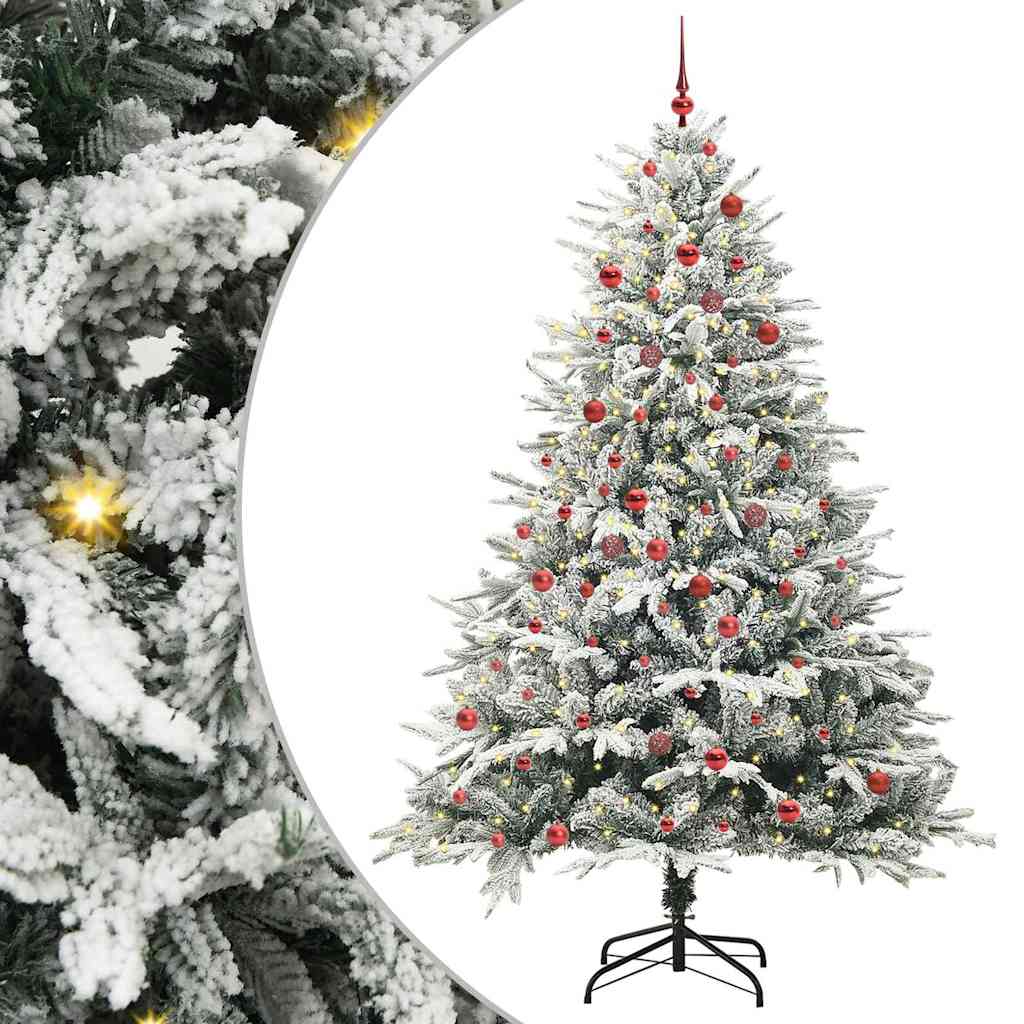 VidaXL künstlicher beleuchteter Weihnachtsbaum mit Kugelset Grün 210 cm