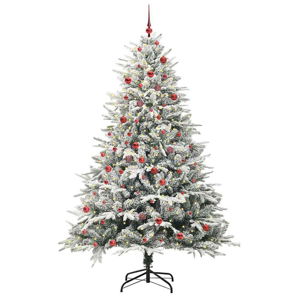 VidaXL künstlicher beleuchteter Weihnachtsbaum mit Kugelset Grün 210 cm
