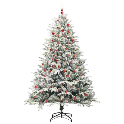 VidaXL künstlicher beleuchteter Weihnachtsbaum mit Kugelset Grün 210 cm