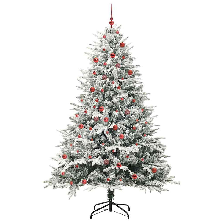 VidaXL künstlicher beleuchteter Weihnachtsbaum mit Kugelset Grün 210 cm