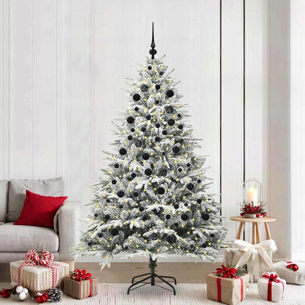 VidaXL künstlicher beleuchteter Weihnachtsbaum mit Kugelset grün 210 cm