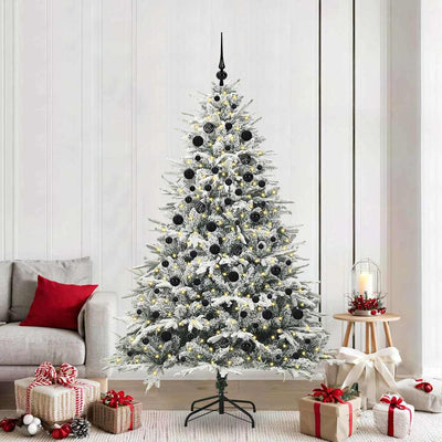 VidaXL künstlicher beleuchteter Weihnachtsbaum mit Kugelset grün 210 cm
