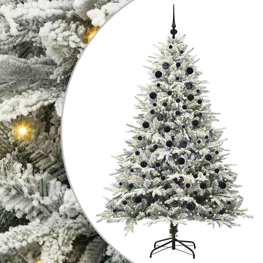 VidaXL künstlicher beleuchteter Weihnachtsbaum mit Kugelset grün 210 cm