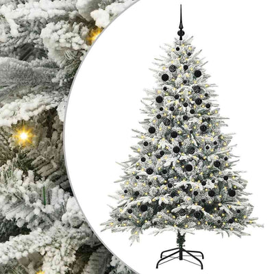 VidaXL künstlicher beleuchteter Weihnachtsbaum mit Kugelset grün 210 cm