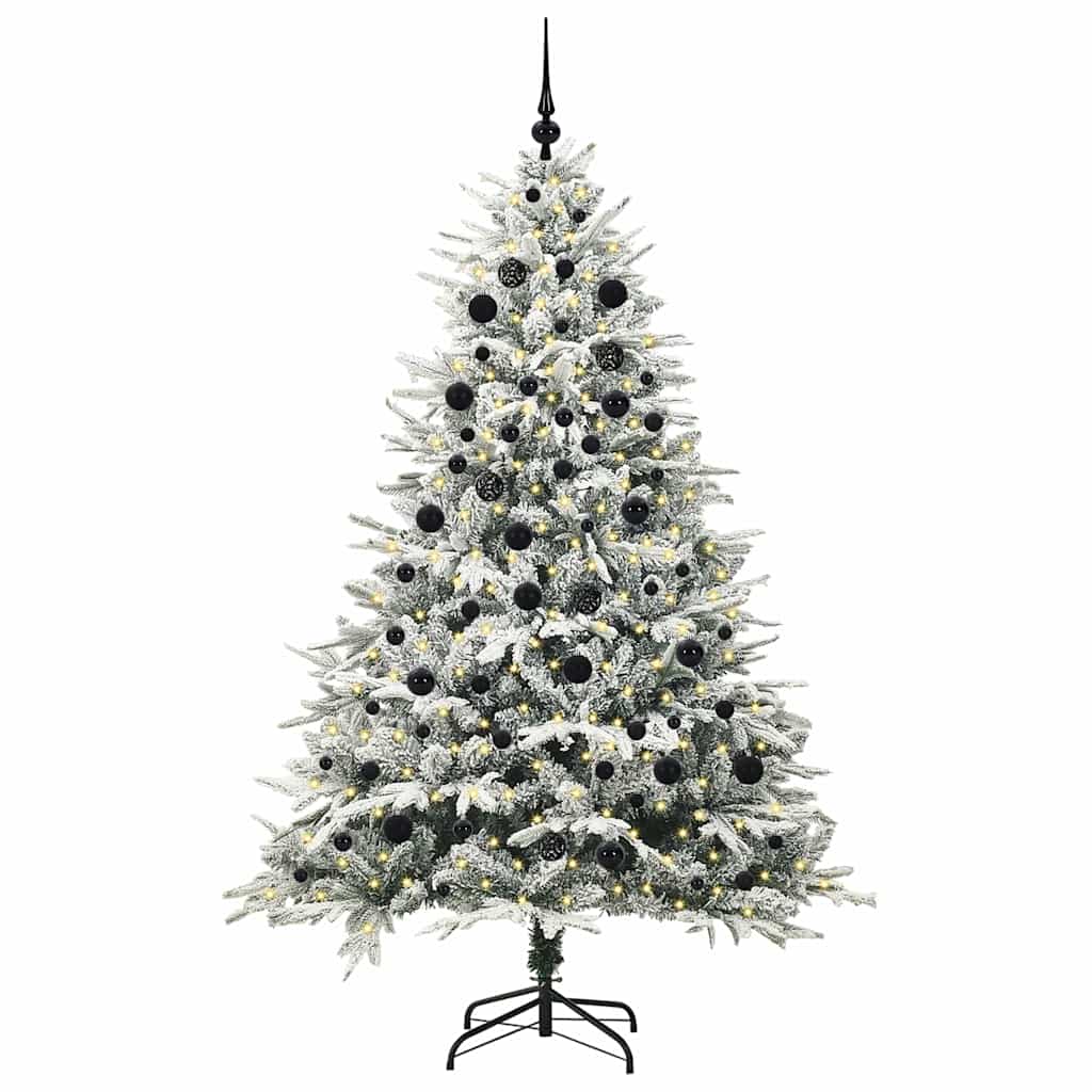 VidaXL künstlicher beleuchteter Weihnachtsbaum mit Kugelset grün 210 cm